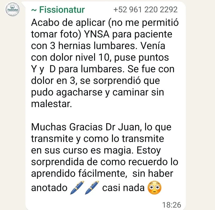 Testimonio Fissionatur Curso YNSA y Craneopuntura Neurofuncional en México